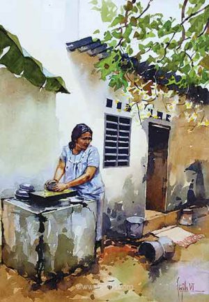 Sujith VT - Watercolor House Wife